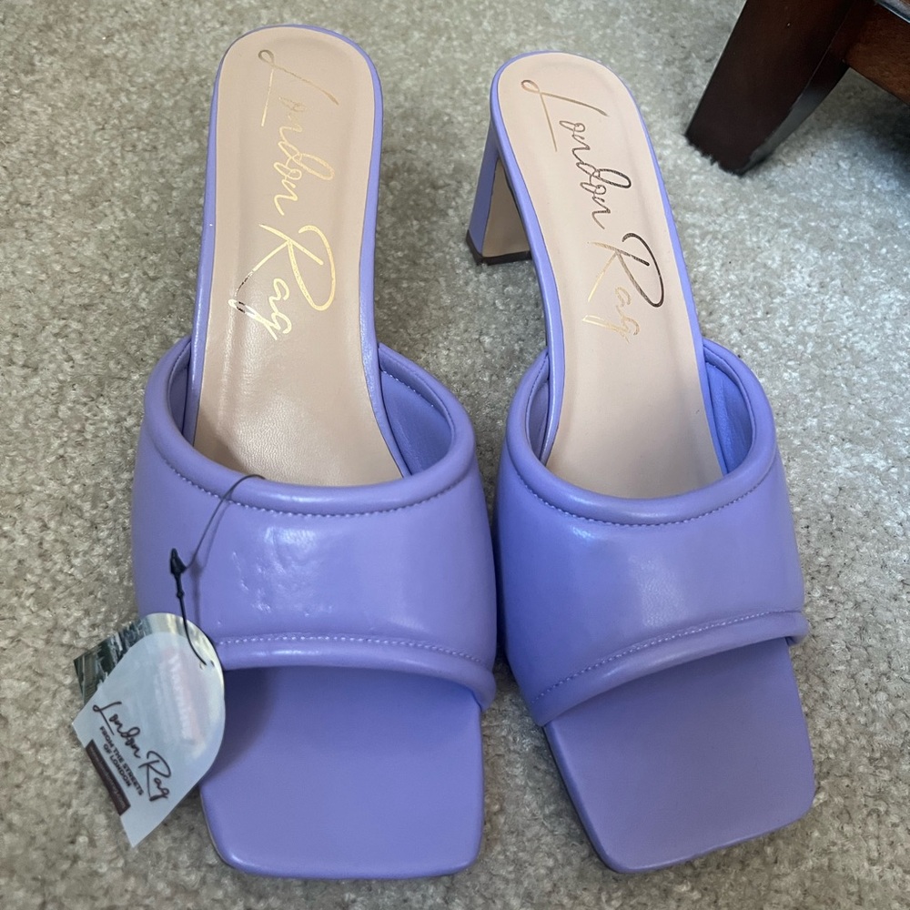 Purple Women's Heeled Slide Sandals - Picture 6 of 12